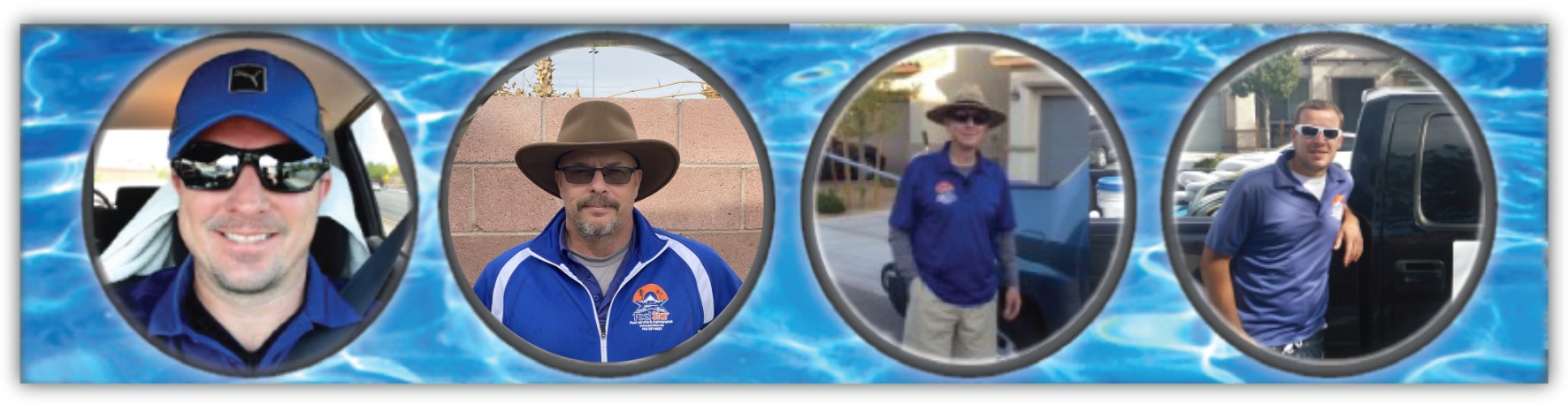 Four PoolStar technicians in company uniforms